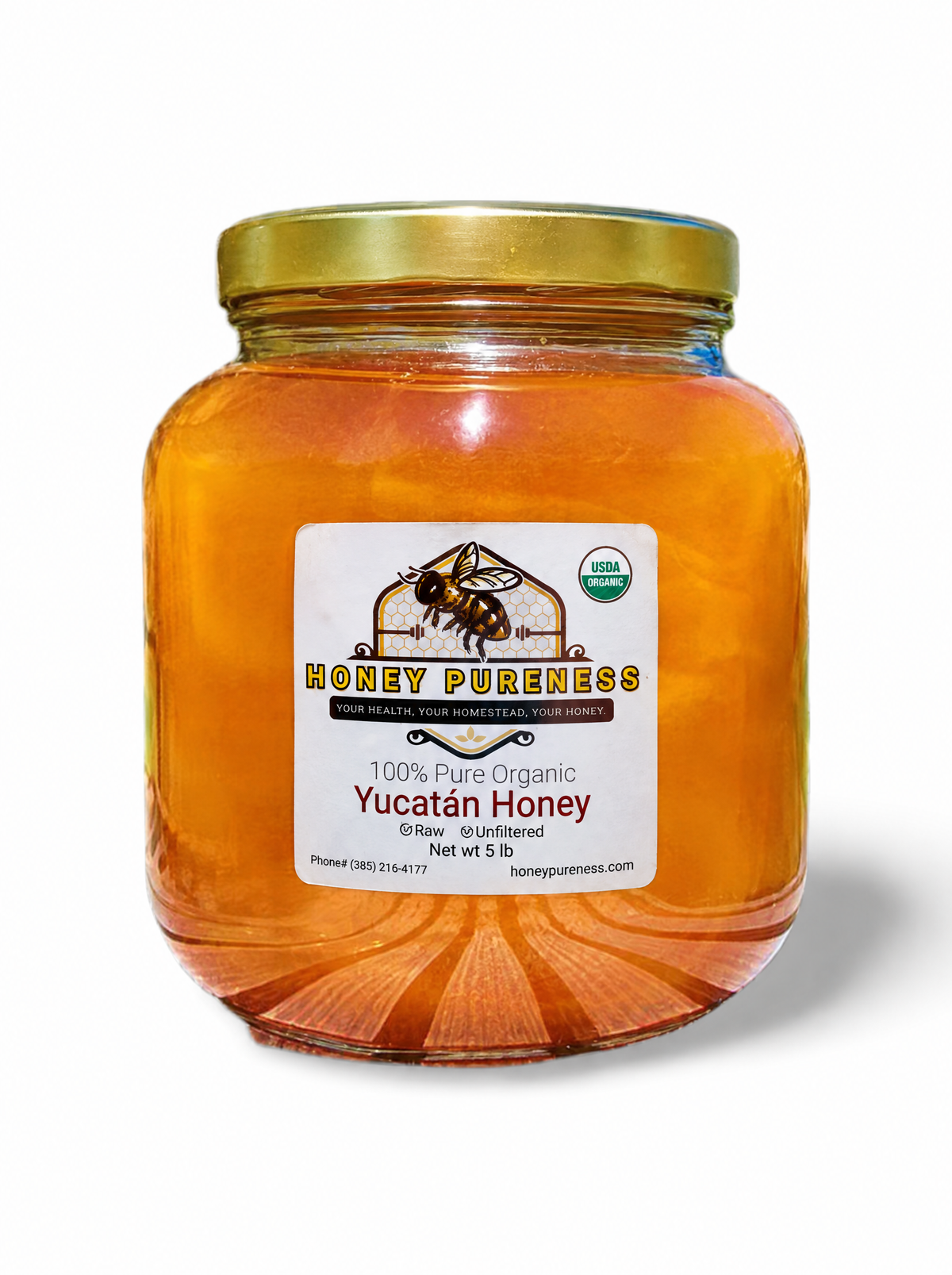 Raw Organic Yucatán honey 5 lb glass jar